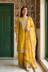 Raw Elegance Mustard Georgette Readymade Sharara Set With Georgette Dupatta
