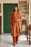 Heritage Glow Rust Banarasi Silk Readymade Suit With Silk Dupatta