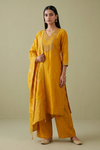 Raw Elegance Mustard Cotton Readymade Suit With Cotton Dupatta