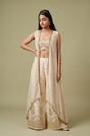 Effortlessly Beautiful Off White Organza Readymade Suit Set With Shrug