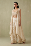 Effortlessly Beautiful Off White Organza Readymade Suit Set With Shrug