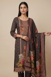 Bold Statement Black Muslin Readymade Suit Set With Cotton Dupatta