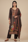 Bold Statement Black Muslin Readymade Suit Set With Cotton Dupatta