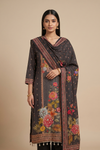 Bold Statement Black Muslin Readymade Suit Set With Cotton Dupatta