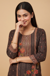 Bold Statement Black Muslin Readymade Suit Set With Cotton Dupatta