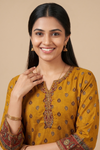 Raw Elegance Mustard Cotton Readymade Suit with Chiffon Dupatta