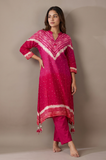 Timeless Elegance Rani Red Cotton Readymade Suit And Pant