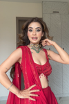Grace Redefined Red Georgette Printed Saree With Unstitched Blouse (Ft. Vanshika Gaba)