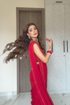 Grace Redefined Red Georgette Printed Saree With Unstitched Blouse (Ft. Vanshika Gaba)