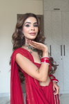 Grace Redefined Red Georgette Printed Saree With Unstitched Blouse (Ft. Vanshika Gaba)
