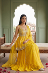 Mango Gold Satin Lehenga Set And Net Dupatta With Readymade Blouse