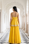 Mango Gold Satin Lehenga Set And Net Dupatta With Readymade Blouse