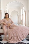 Blush Elegance Peach Net Lehenga Set And Net Dupatta With Readymade Blouse