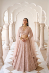 Blush Elegance Peach Net Lehenga Set And Net Dupatta With Readymade Blouse