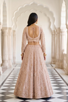 Blush Elegance Peach Net Lehenga Set And Net Dupatta With Readymade Blouse