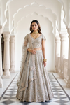 Olive Net Lehenga Set And Net Dupatta With Readymade Blouse