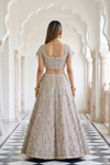 Olive Net Lehenga Set And Net Dupatta With Readymade Blouse