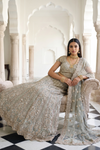 Olive Net Lehenga Set And Net Dupatta With Readymade Blouse