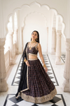 Bold Statement Black Crepe Lehenga Set And Crepe Dupatta With Readymade Blouse