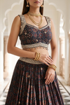 Bold Statement Black Crepe Lehenga Set And Crepe Dupatta With Readymade Blouse