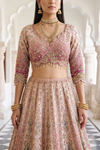 Blush Elegance Peach Crepe Lehenga And Crepe Dupatta With Readymade Blouse