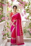 Timeless Elegance Rani Banarasi Silk Saree With Unstitched Blouse