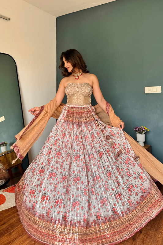 Effortlessly Beauty Off White Maroon Net Dupatta With Readymade Blouse ( Ft- Review Addict )