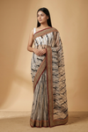 White Net Embroidered Saree With Unstitched Blouse