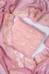 Mauve Organza Unstitched Salwar Suit With Organza Dupatta