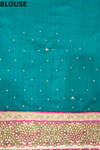 Rama Tussar Embroidered Saree With Unstitched Blouse