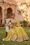 Mango Gold Tissue Lehenga Set And Net Dupatta With Readymade Blouse