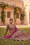 Rani Crepe Lehenga Set And Net Dupatta With Readymade Blouse