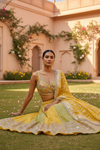 Mango Gold Tissue Lehenga Set And Net Dupatta With Readymade Blouse