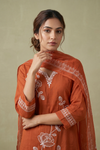 Rust Cotton Readymade Suit And Plazzo with Cotton Dupatta