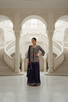 Purple Chinon Readymade Sharara Set With Chinon Dupatta