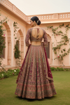 Rani Crepe Lehenga Set And Net Dupatta With Readymade Blouse