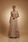 Peach Net Lehenga Set And Net Dupatta With Readymade Blouse