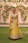 Mango Gold Tissue Lehenga Set And Net Dupatta With Readymade Blouse