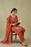 Rust Cotton Readymade Suit And Plazzo with Cotton Dupatta