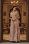 Pink Georgette Readymade Short Top Sharara Set With Georgette Dupatta