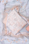 White Peach Cotton Unstitched Salwar Suit With Cotton Dupatta