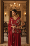 Maroon Georgette Readymade Sharara Set With Georgette Dupatta