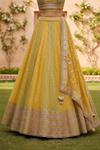 Mango Gold Tissue Lehenga Set And Net Dupatta With Readymade Blouse