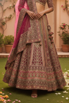 Rani Crepe Lehenga Set And Net Dupatta With Readymade Blouse
