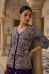 Purple Chinon Readymade Sharara Set With Chinon Dupatta