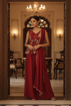 Maroon Georgette Readymade Sharara Set With Georgette Dupatta
