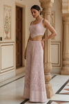 Pink Georgette Readymade Short Top Sharara Set With Georgette Dupatta
