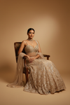 Tussar Net Lehenga Set And Net Dupatta With Readymade Blouse