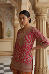 Rani Orange Georgette Readymade Suit & Palazzo Pant With georgette Dupatta