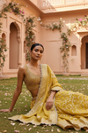 Mustard Georgette Lehenga Set And Net Dupatta With Readymade Blouse